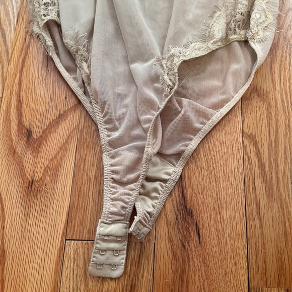 Tan Lace Mesh Bodysuit - Picture 6 of 8